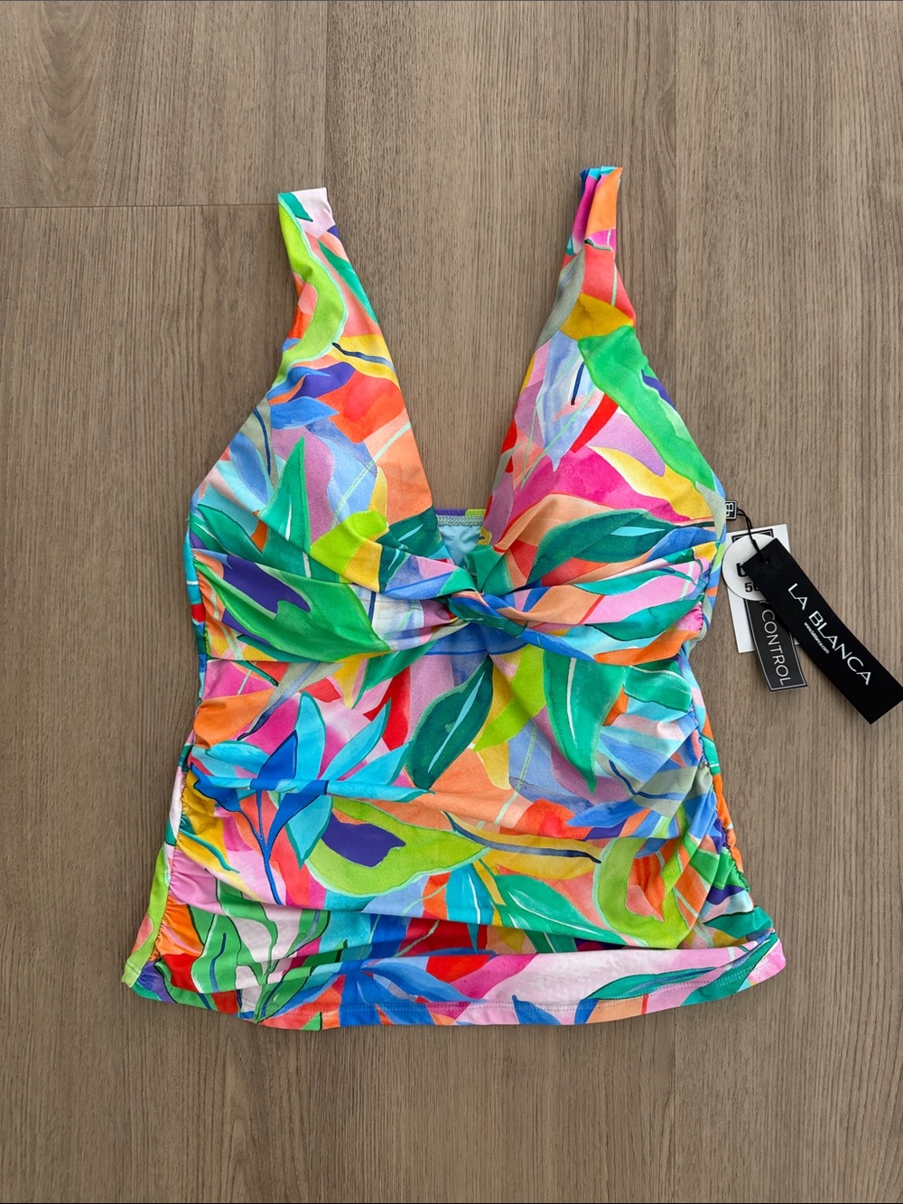 La Blanca Bright Multicolor Tropical Twist Tankini Top size 8